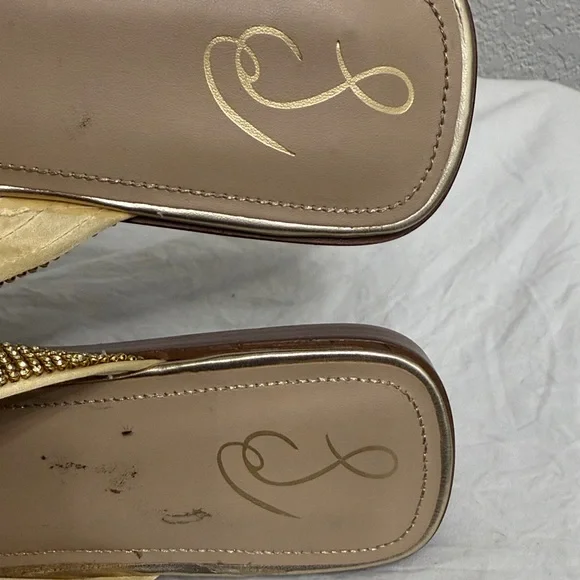 Sam Edelman knotted Gold Crystal Slide Sandals 9.5 issie - Picture 3 of 10